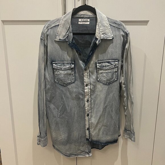 NWOT - One Teaspoon Liberty Denim Button Down Shirt IN ACID WASH - Picture 2 of 5